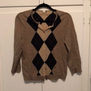 J Crew Argyle Cardigan